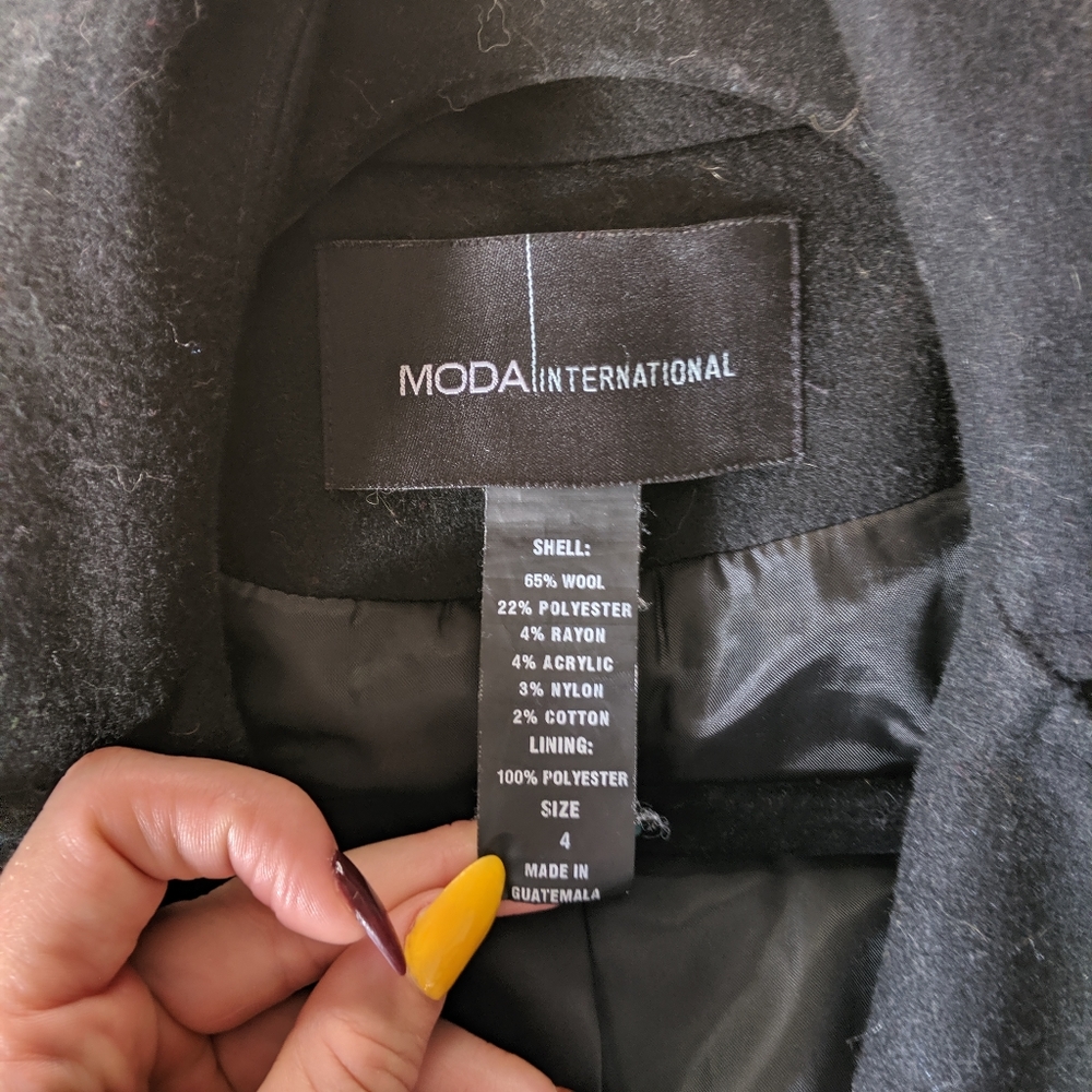 Black Moda International Pea Coat - Picture 5 of 5